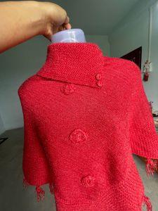 Rose  Knitted Poncho