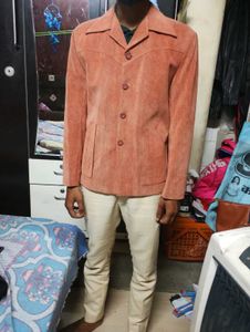 Stylish Men's Orange Corduroy Jacket
