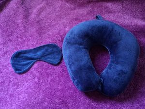 Navy Blue Travel Pillow & Eye Mask Set