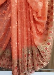 Elegant Peach Floral Saree