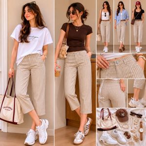 Striped Cropped Pants