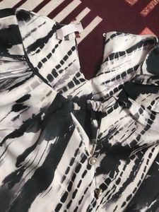 Stylish Black &amp; White Tie-Dye Tunic frock