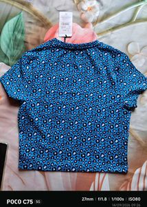 Blue Leopard Print Crop Top