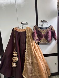 Beautiful Two Tone Brown And Maroon Hand Work