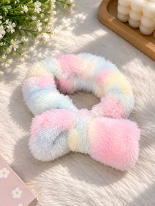 Fluffy Rainbow Bow Headband