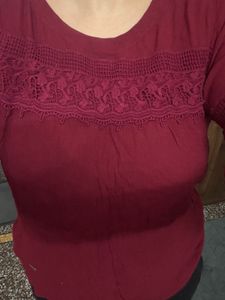 Lee Cooper Maroon Bell Sleeve Top