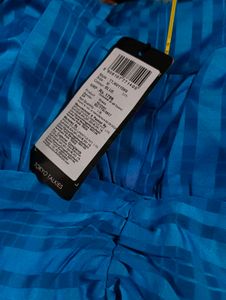 New Stunning Blue Puff Sleeve Mini Dress
