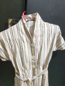 Nice Grey Beige Shirt Type Dress