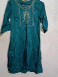 Teal Embroidered Kurta