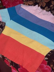 Rainbow Pleated Crop Top