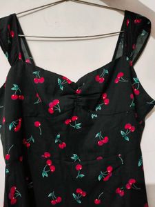 Berrylush Cherry Print Midi Dress