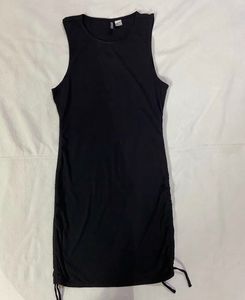 H&M Black Ruched Drawstring Dress