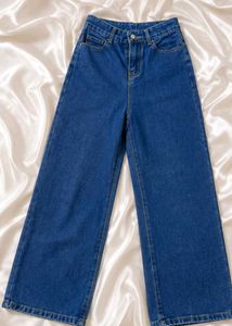 Wide Leg Blue Denim Jeans