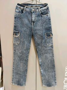 Stylish Acid Wash Cargo Jeans