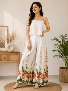 Women Floral Printed Flared Palazzo Pants | Soft C