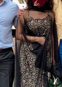 Black Floral Print spaghetti strap kurta