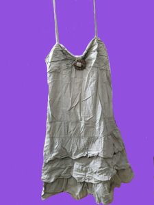 Y2K Light Grey Tiered Spaghetti Strap Dress