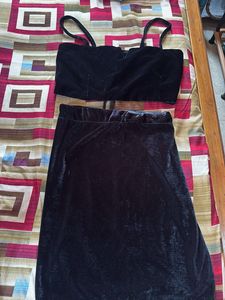 Velvet Crop Top & Skirt Set
