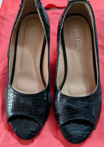Black Peep-Toe Heels