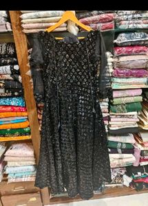 Stunning Black Sequined Anarkali Gown