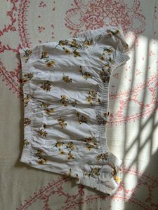White Floral Smocked Crop Top