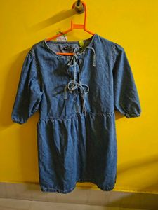 Denim Tie-Up Mini Dress
