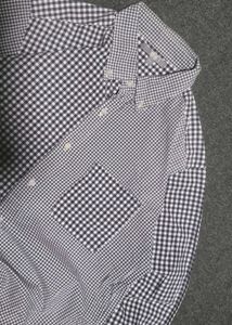 Men's Patchwork Gingham Button-Down Shirt