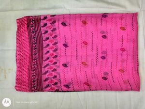 Pink Printed Saree with FREE Cotton Towel |