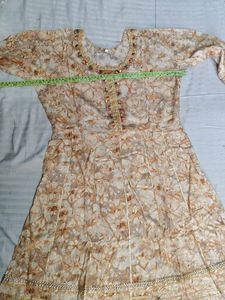 Gold Floral Print LONG Sharara Set