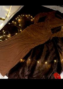 Elegant Brown Ruched Maxi Dress