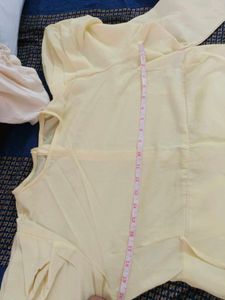Elegant Yellow Puff Sleeve Midi Dress