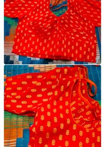 Vibrant Red Printed Blouse