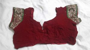 Embroidered Maroon Sari