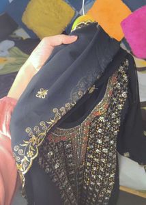 Black Embroidered suits trouser dupatta