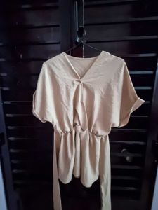 Elegant Beige V-Neck Kimono Sleeve Top
