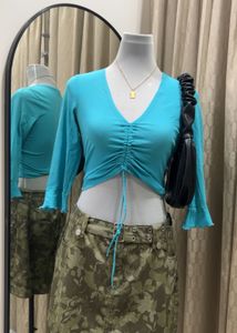 KOOKAI Ruched Drawstring Crop Top