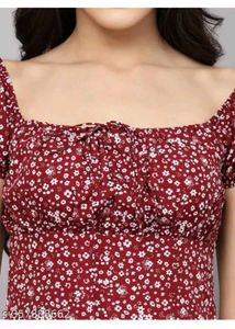 Maroon Floral Midi Dress