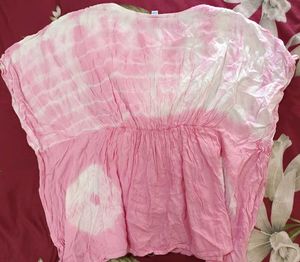 Pink &amp; White Tie-Dye Tunic Top