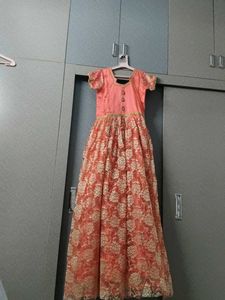 Peach Embroidered Ethnic Gown