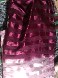 Burgundy Striped saree