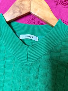 V-Neck Textured Knit Sweater
