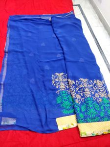 Elegant Blue &amp; Green Saree