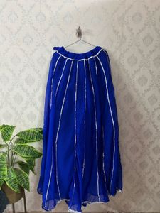 Navratri Royal Blue Ethnic Skirt with Silver Strip