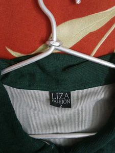 Green Ribbed Crop Top