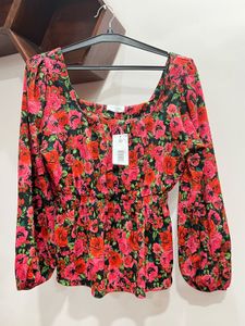 Red Floral Printed Top
