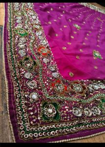 y2k purple handwork saree