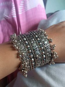 Exquisite Oxidized Silver Bracelet with Ghungroos