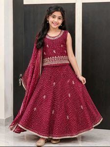 Maroon Embroidered Rajasthani Lehenga Set