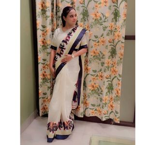 Elegant White Saree With Stech Designer Blouse