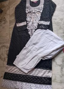 Brand new embroidery black long kurta salwar set